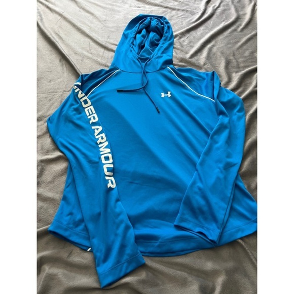 Under Armour Womens Vibrant Blue Soft Performance Hoodie Small Logo Graphic